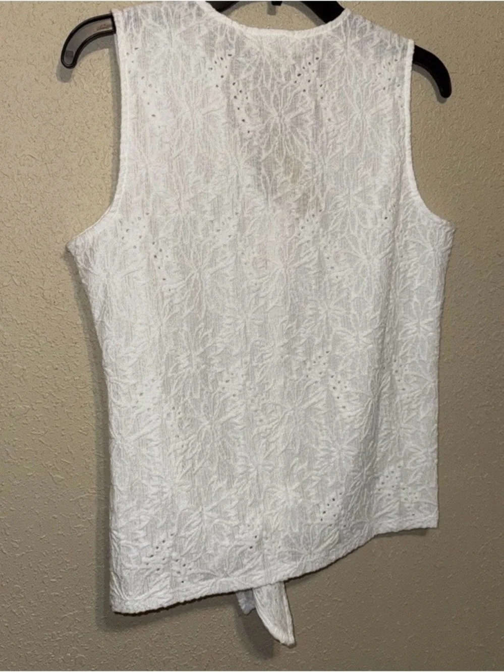 Michael Kors White Knit Button-Front Camisole with Tie Hem
